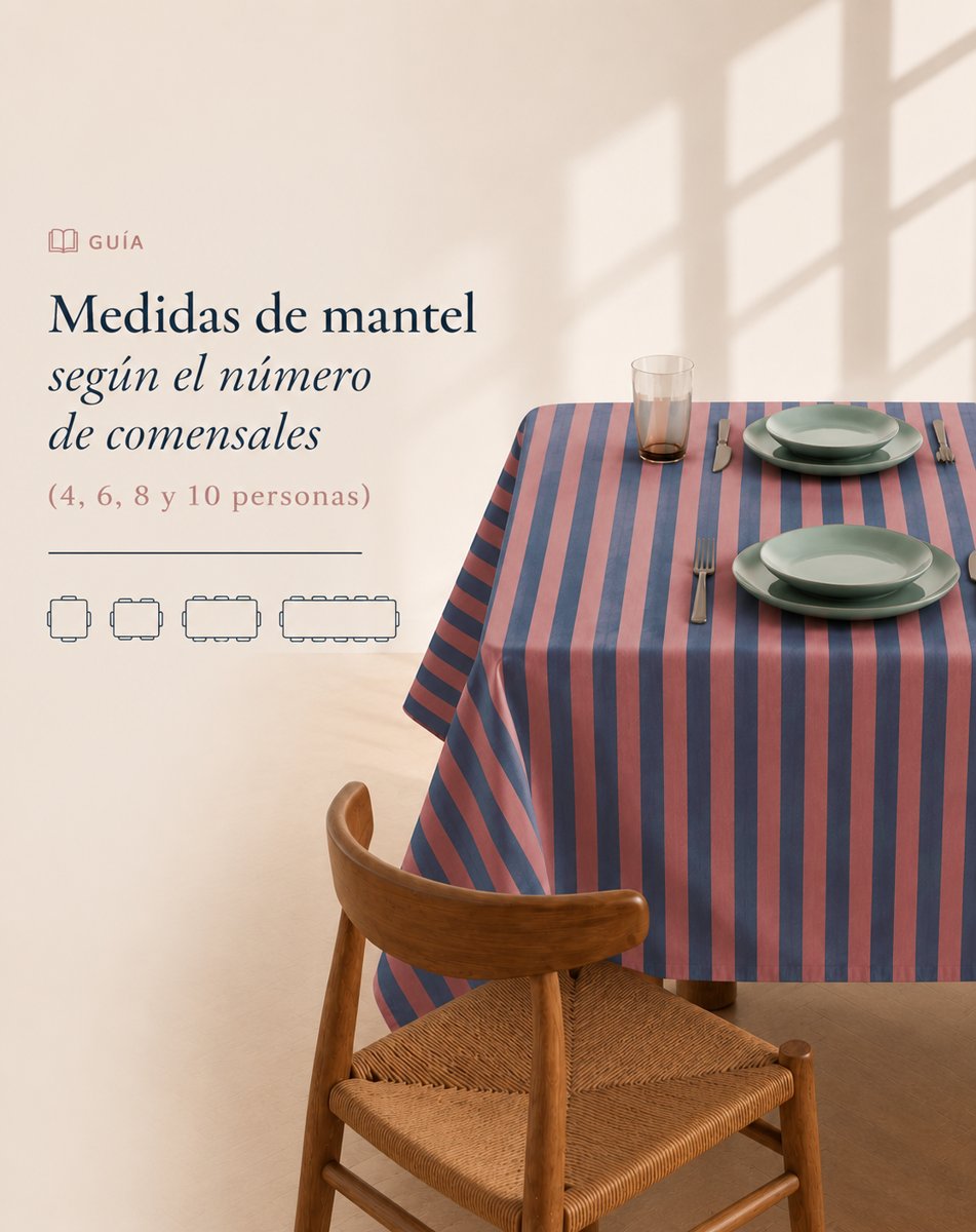 Medidas de mantel según número de comensales