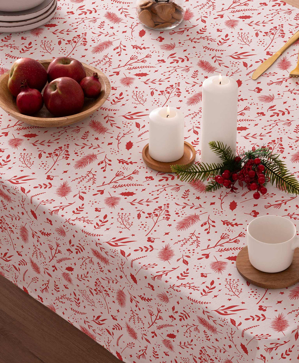 Mantel antimanchas navidad family rojo