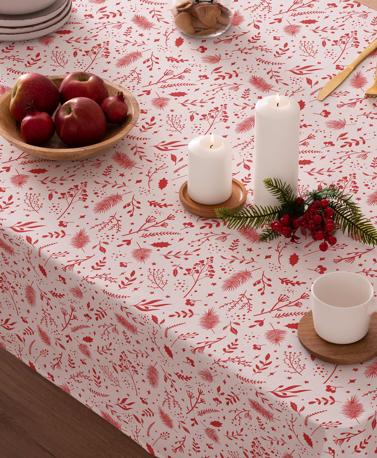 Mantel antimanchas navidad family rojo