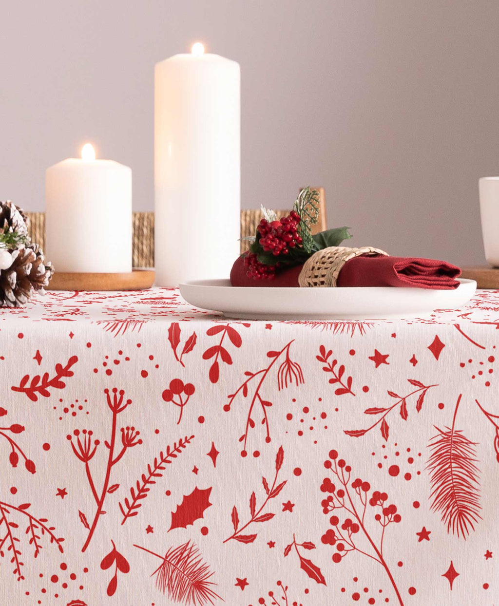 Mantel antimanchas navidad family rojo