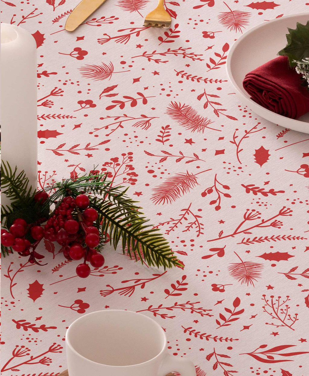 Mantel antimanchas navidad family rojo