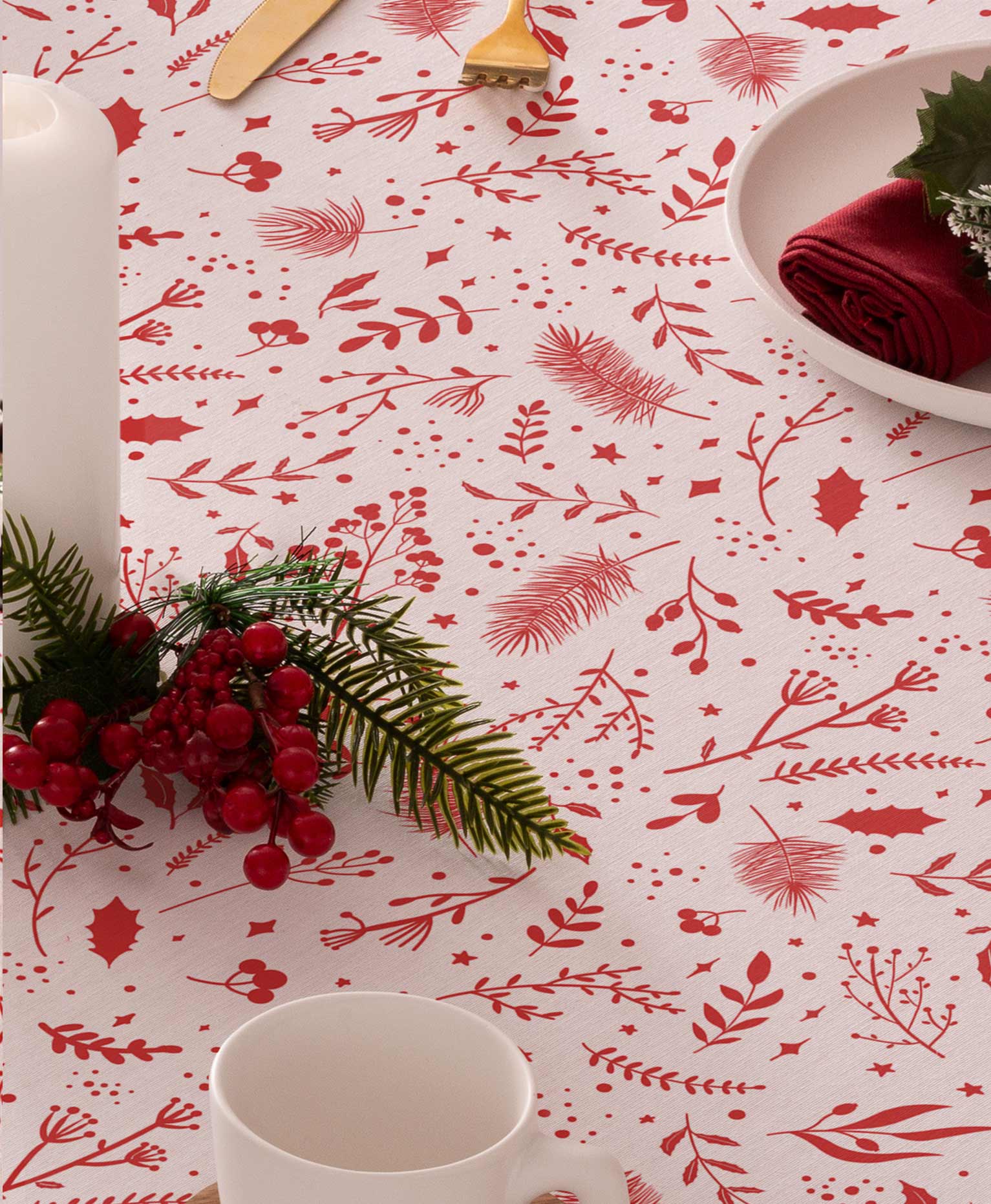 Mantel antimanchas navidad family rojo