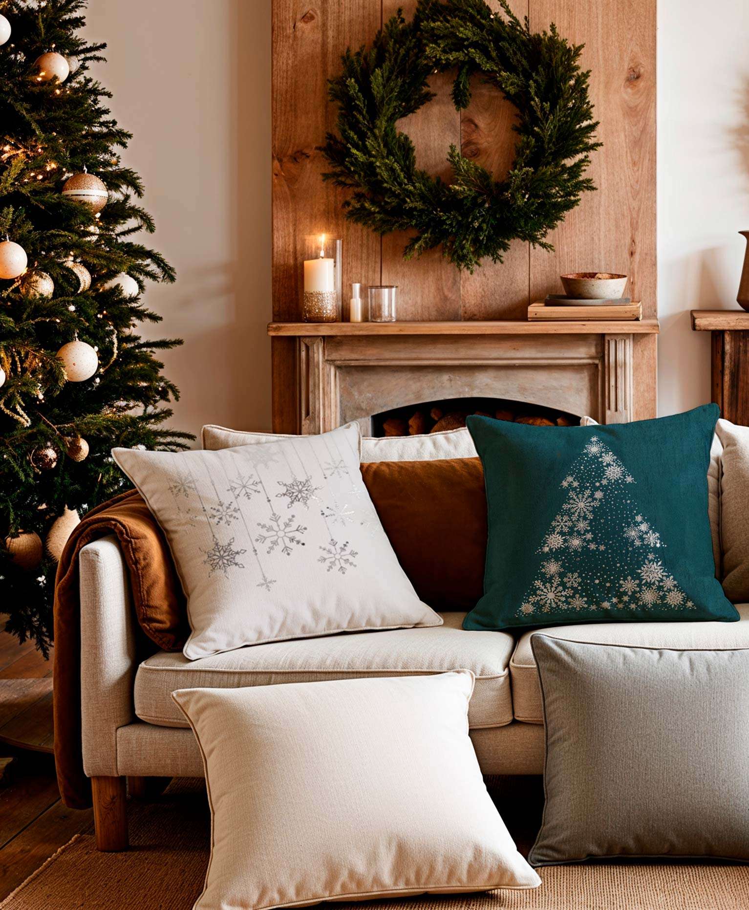 Cojin de navidad verde arbol