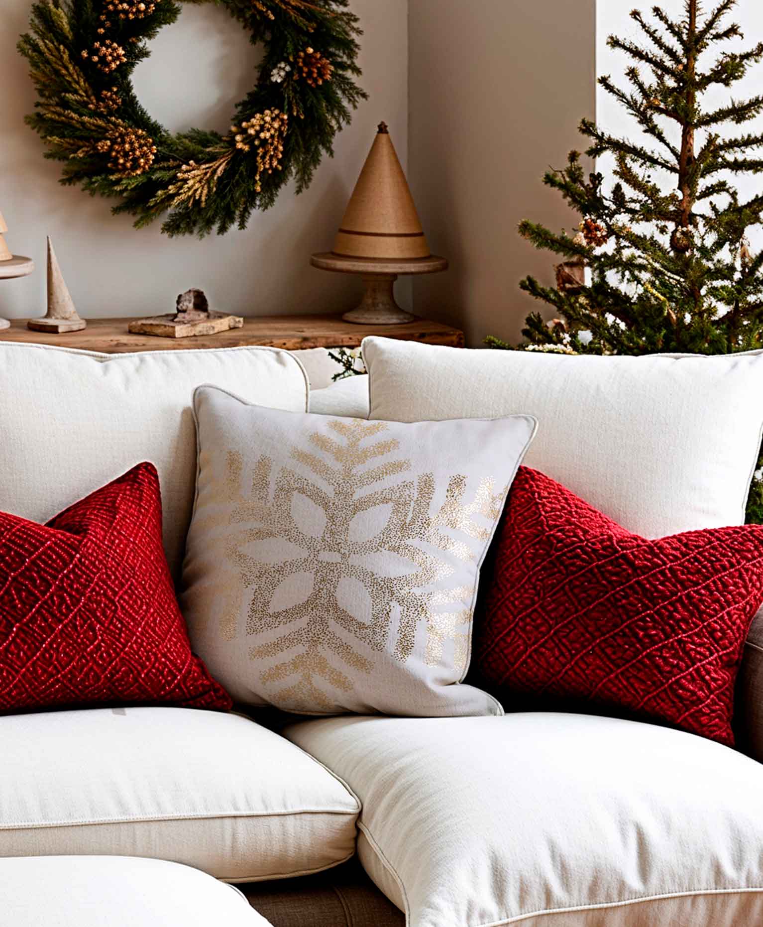Cojín de navidad blanco