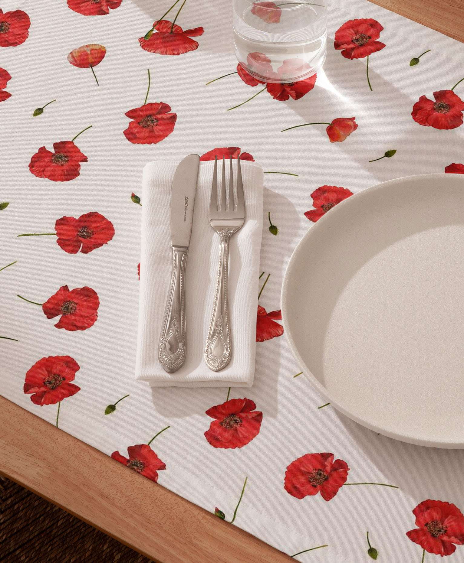 Mantel individual tacto tela Crounch Rojo - Pack 2