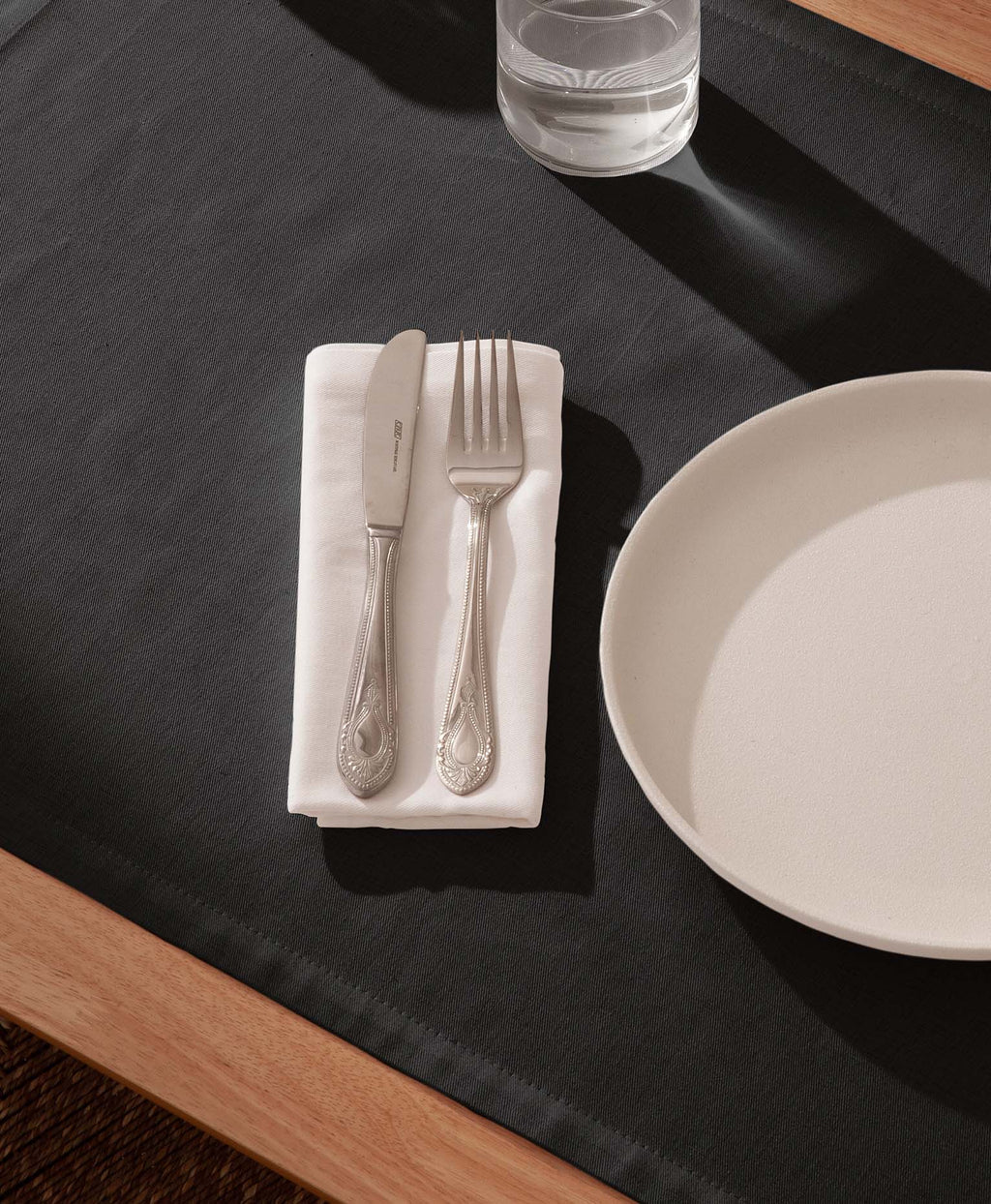 Mantel individual tacto tela Sena Negro - Pack 2