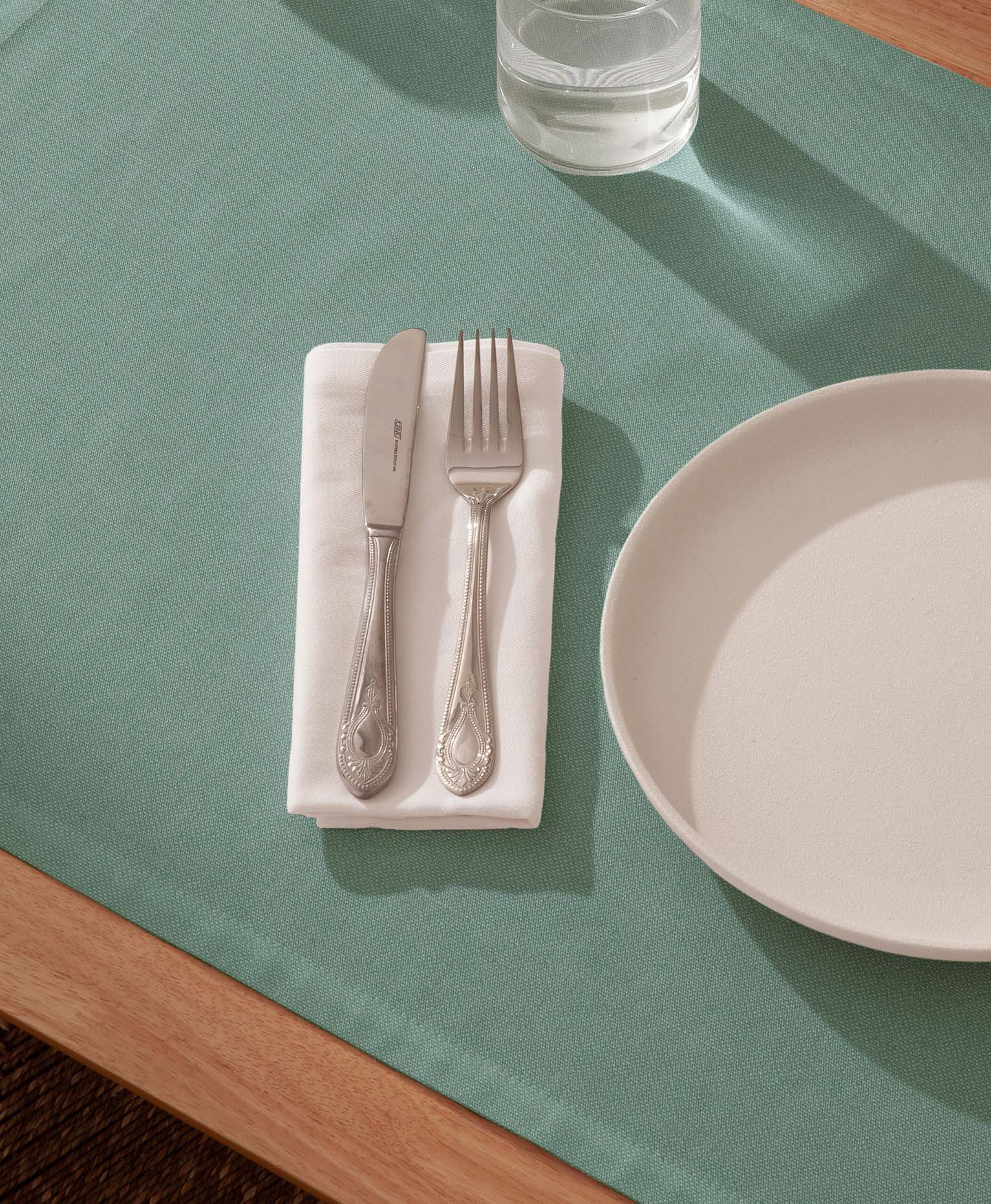 Mantel individual tacto tela Delfos Aguamarina - Pack 2