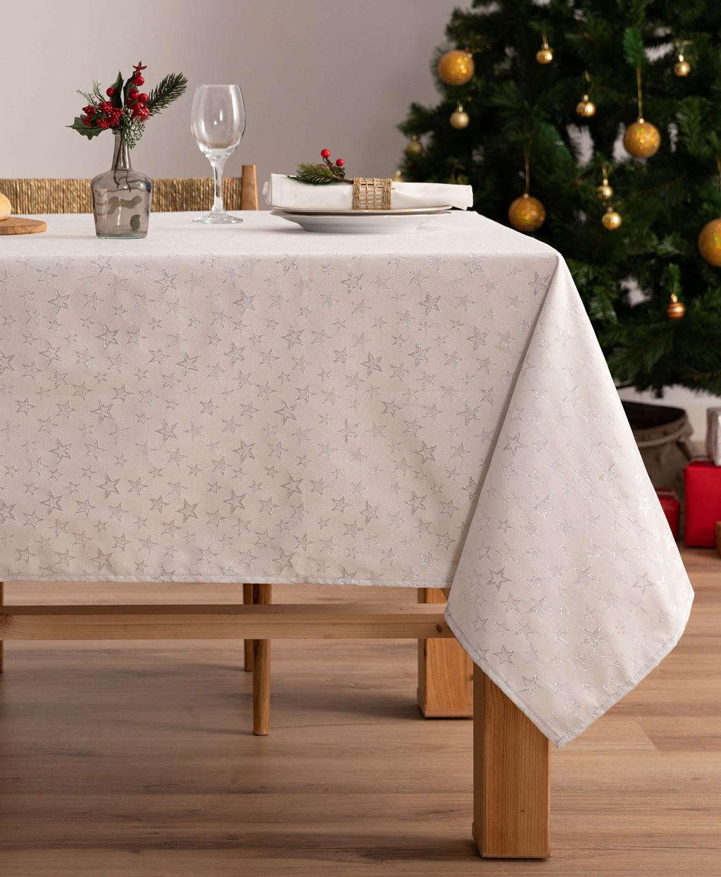 Mantel navidad jacquard Purity Plata