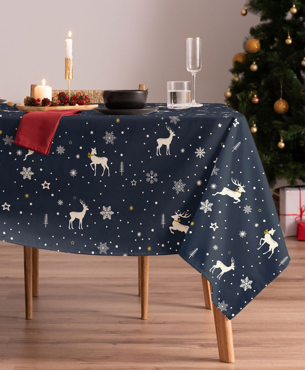 Mantel Navidad Deer Marino