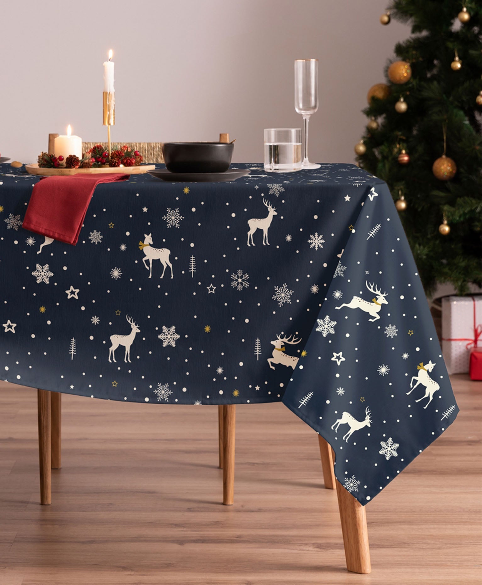 Mantel Navidad Deer Marino