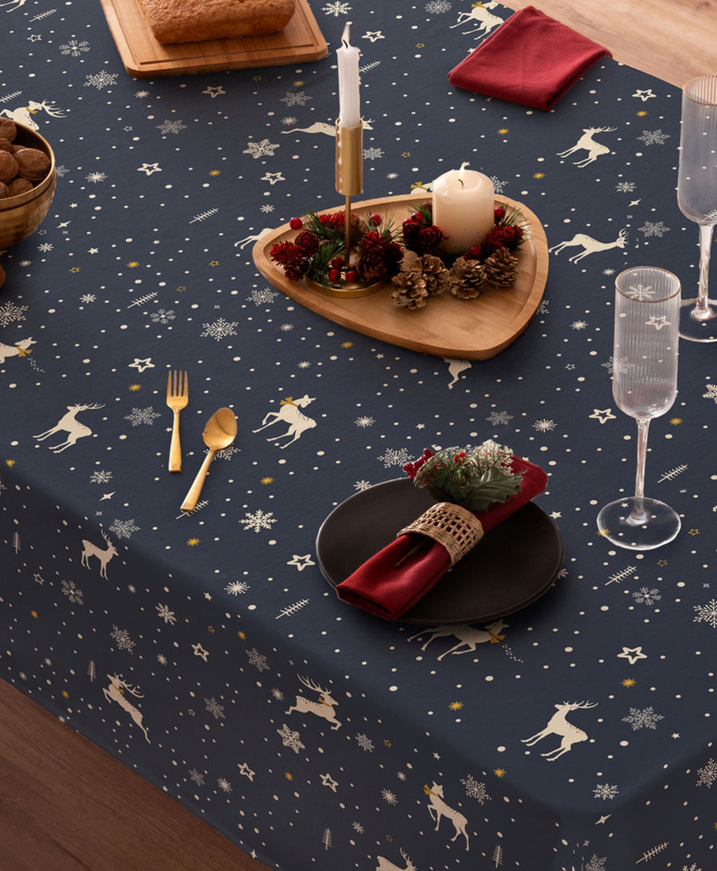 Mantel Navidad Deer Marino