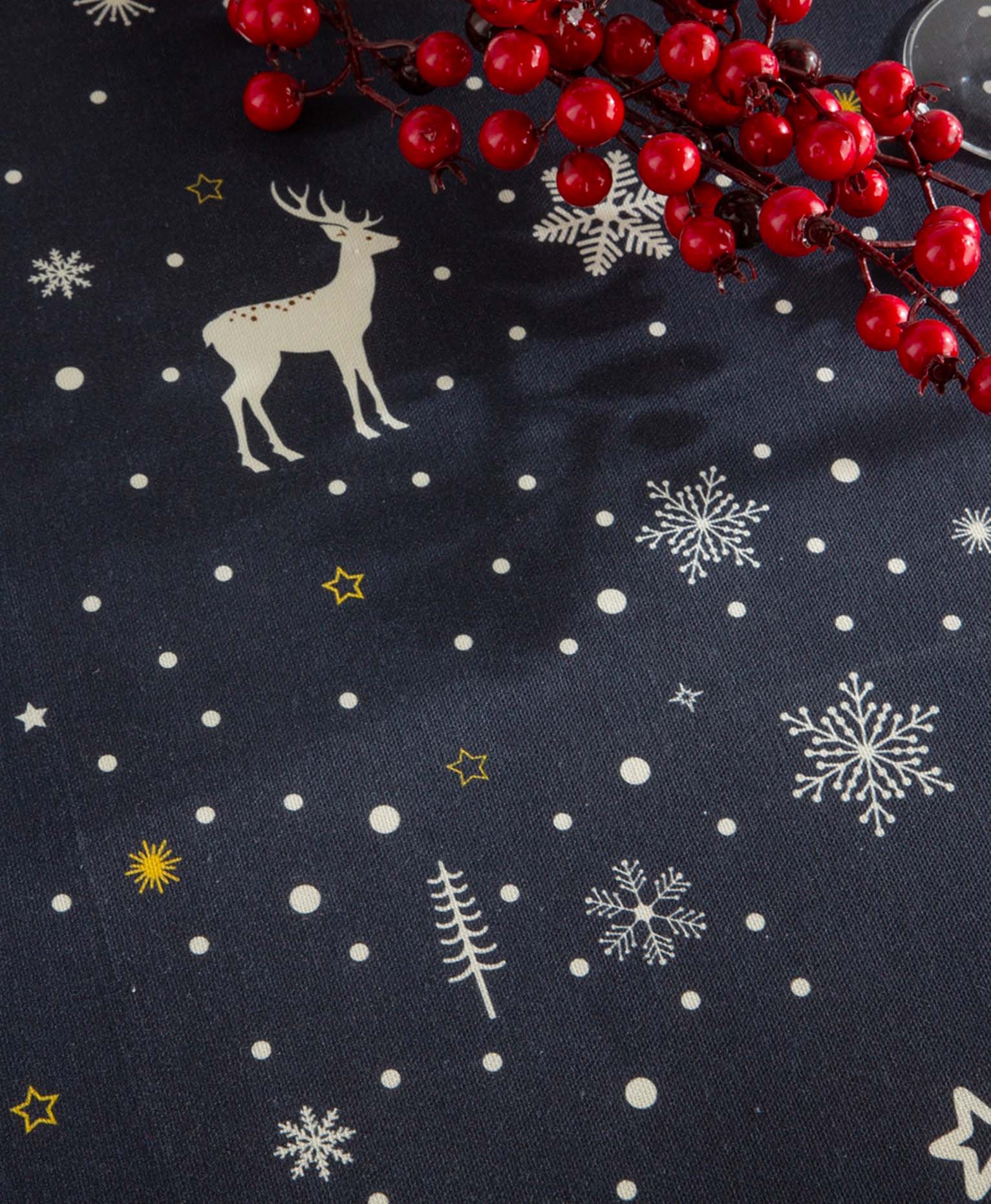 Mantel Navidad Deer Marino