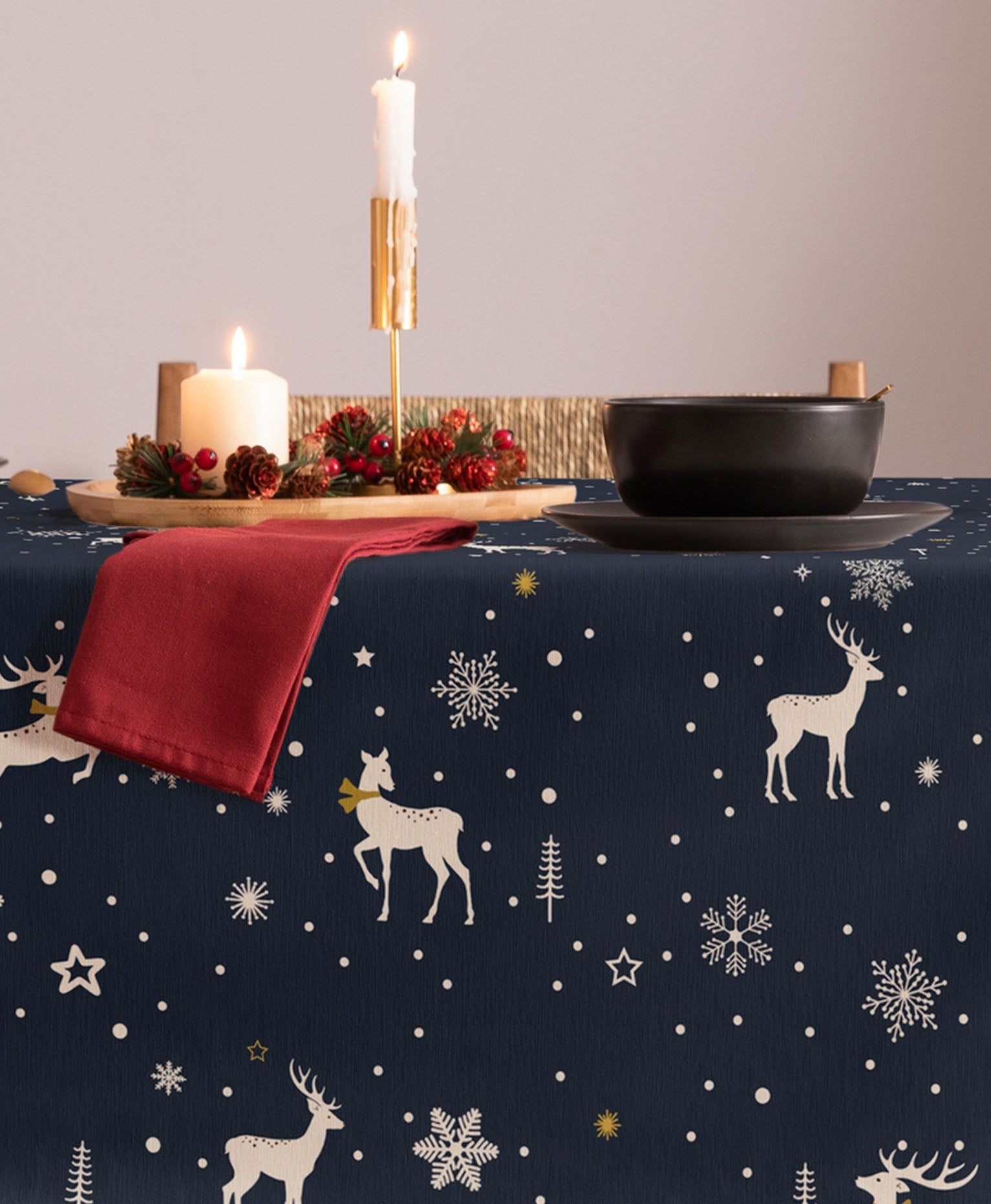 Mantel Navidad Deer Marino