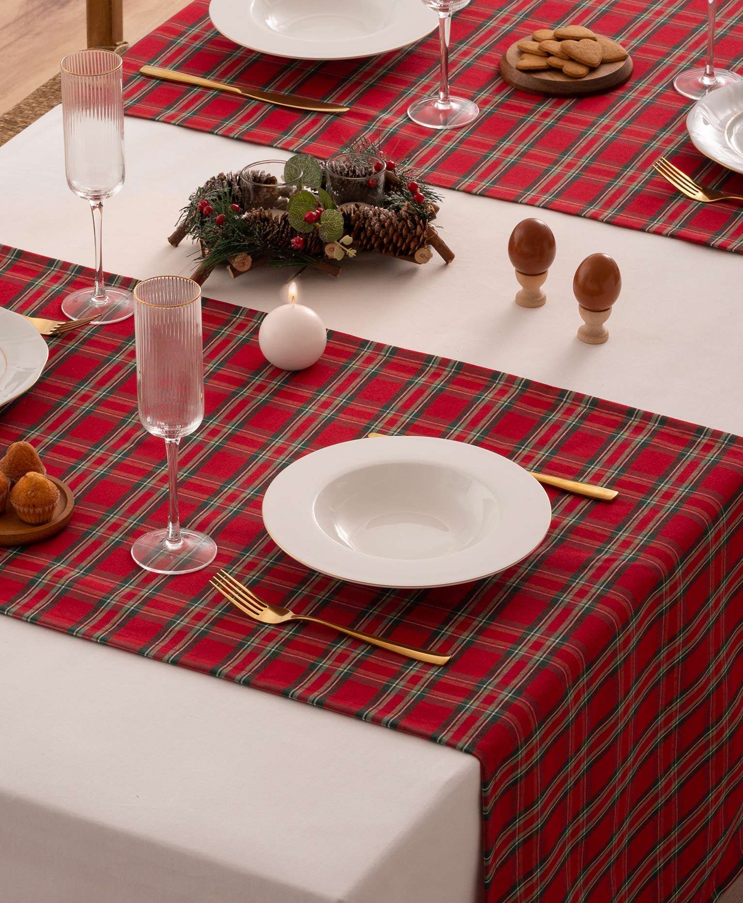 camino de mesa navidad cuadros rojos