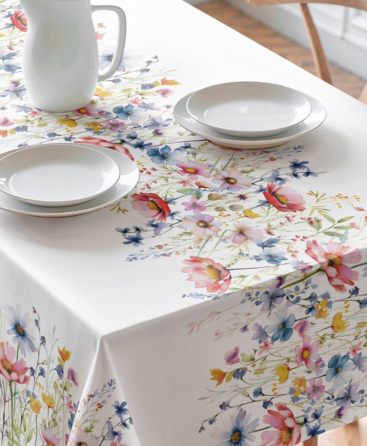 Mantel con flores silvestres, mantel antimanchas