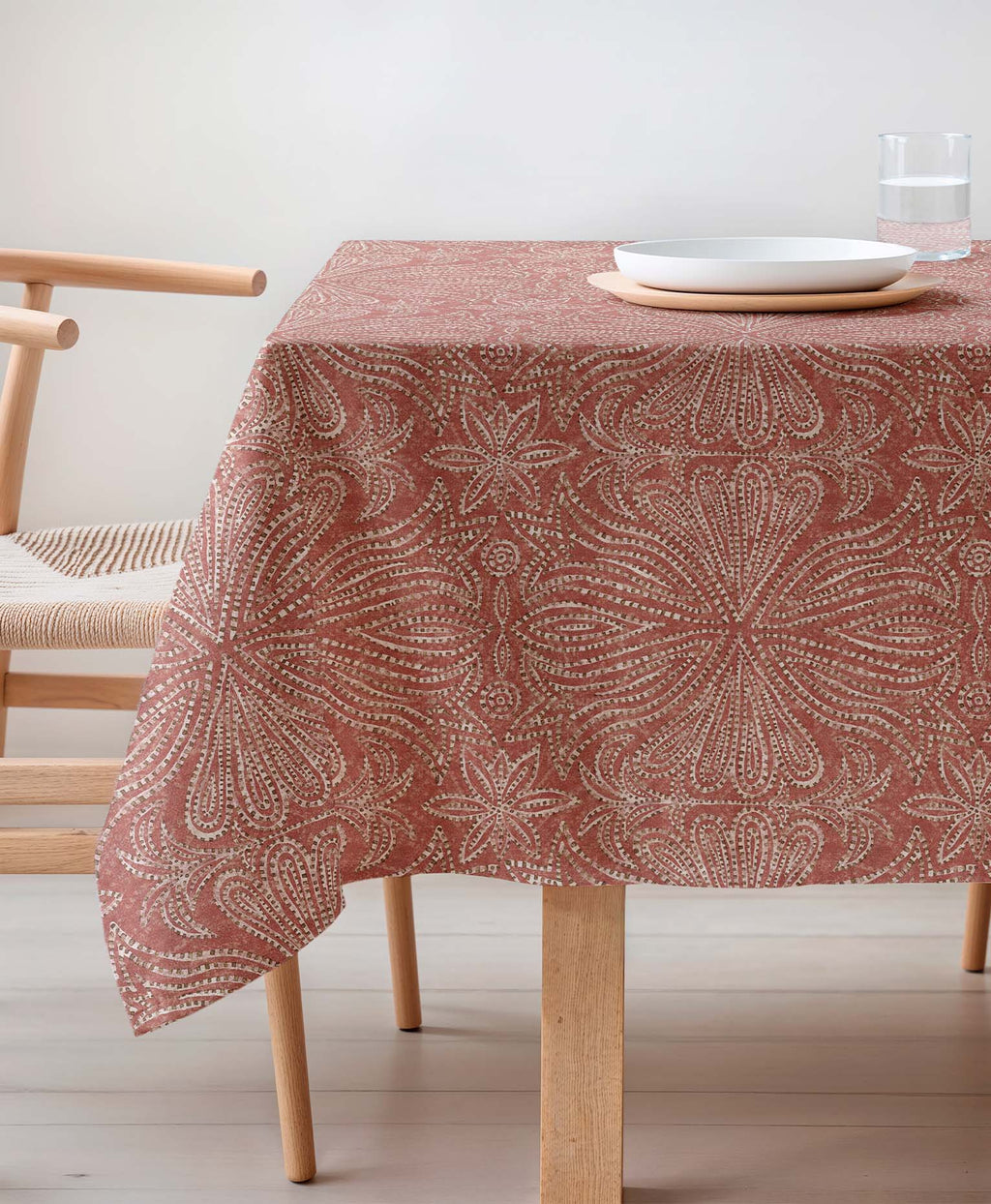 Mantel naranja con patrones, mantel antimanchas