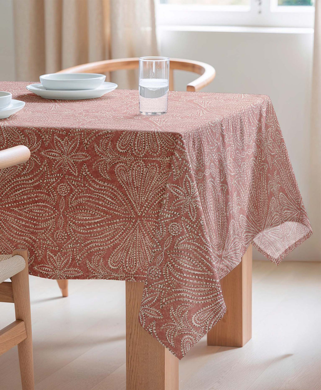 Mantel naranja con patrones, mantel antimanchas