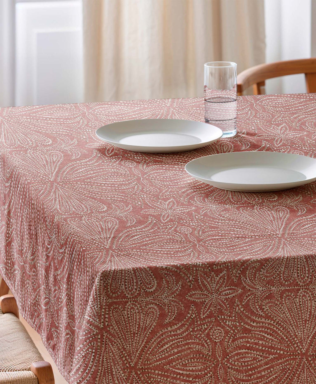 Mantel naranja con patrones, mantel antimanchas