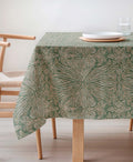 Mantel verde con patrones, mantel antimanchas