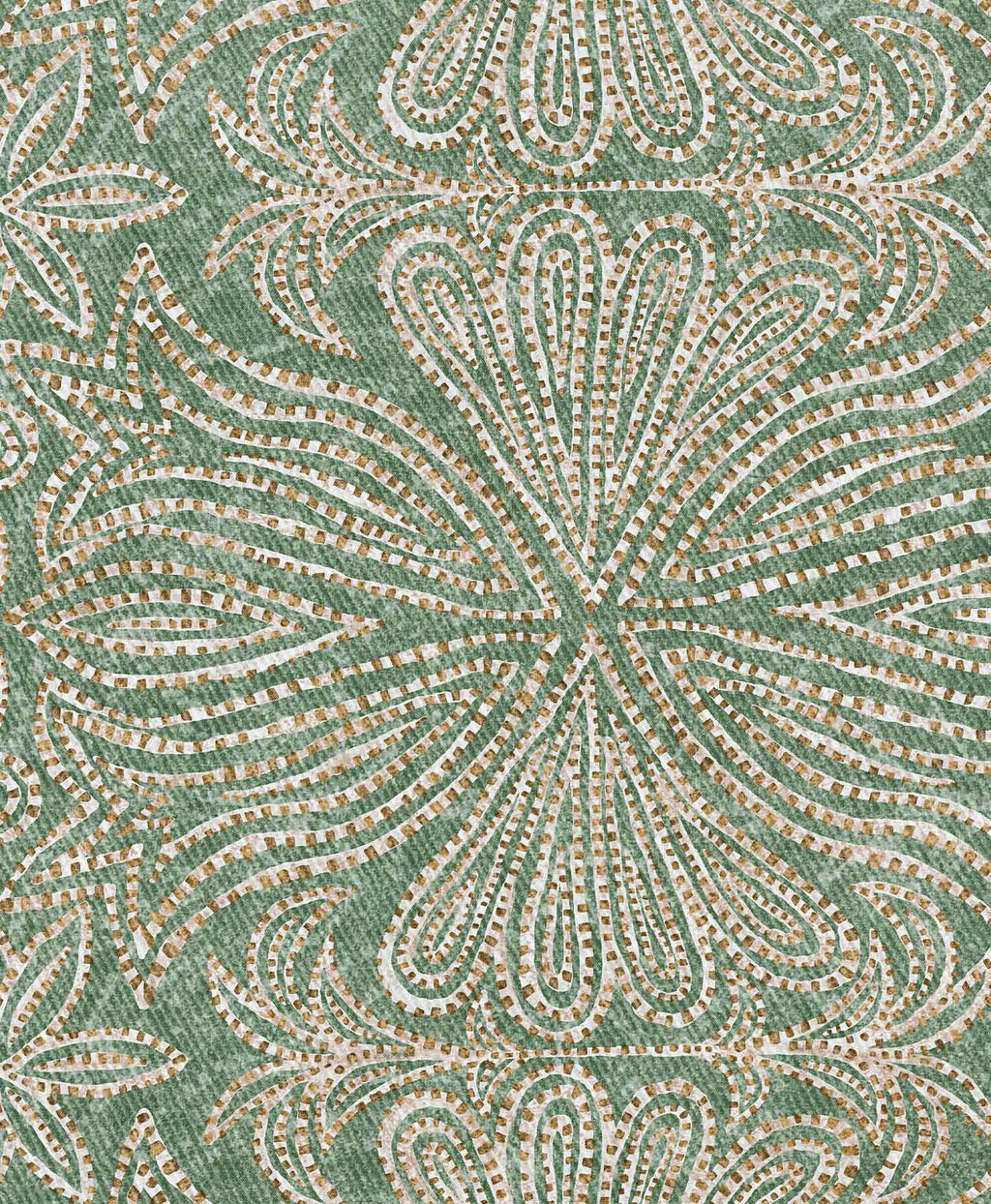 Mantel verde con patrones, mantel antimanchas