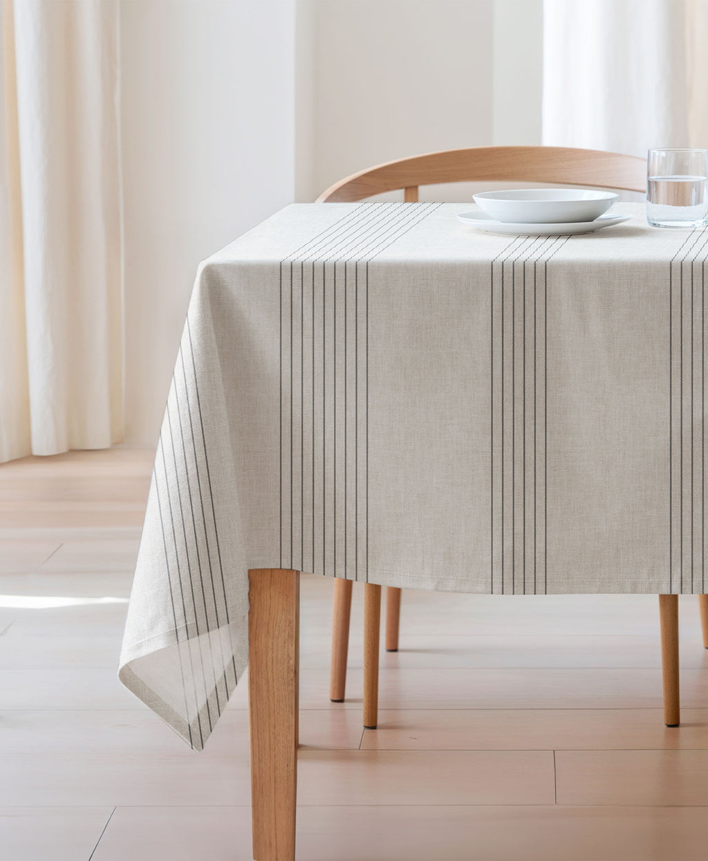 Mantel de rayas Sansa Natural, mantel antimanchas