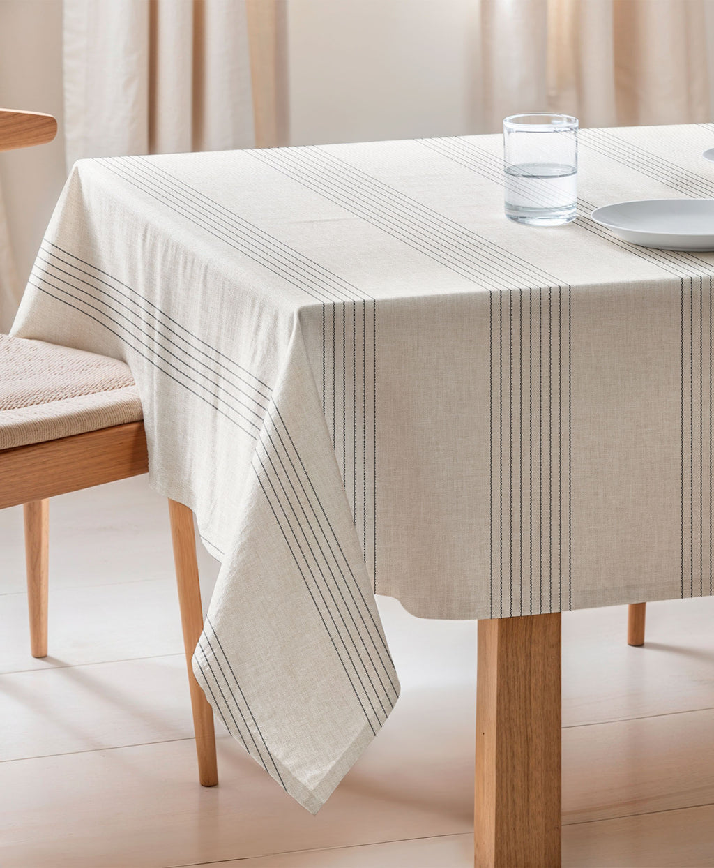 Mantel de rayas Sansa Natural, mantel antimanchas