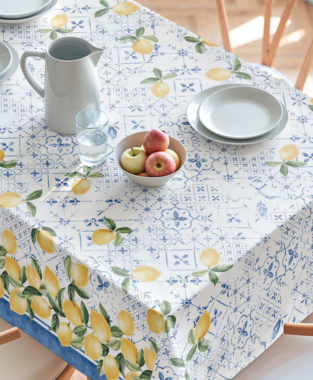 Mantel Tropical Antimanchas Doris Azul