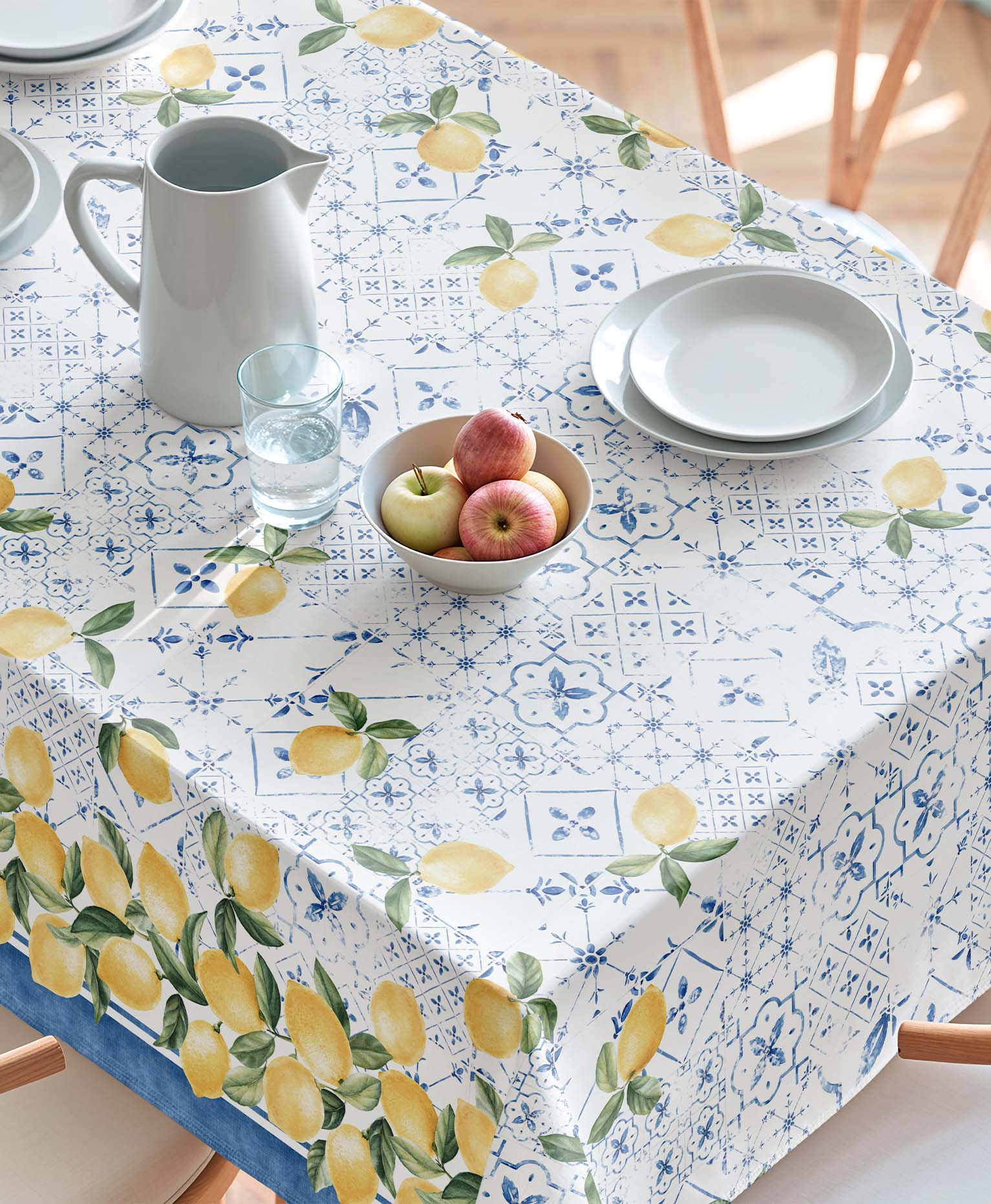 Mantel Tropical Antimanchas Doris Azul