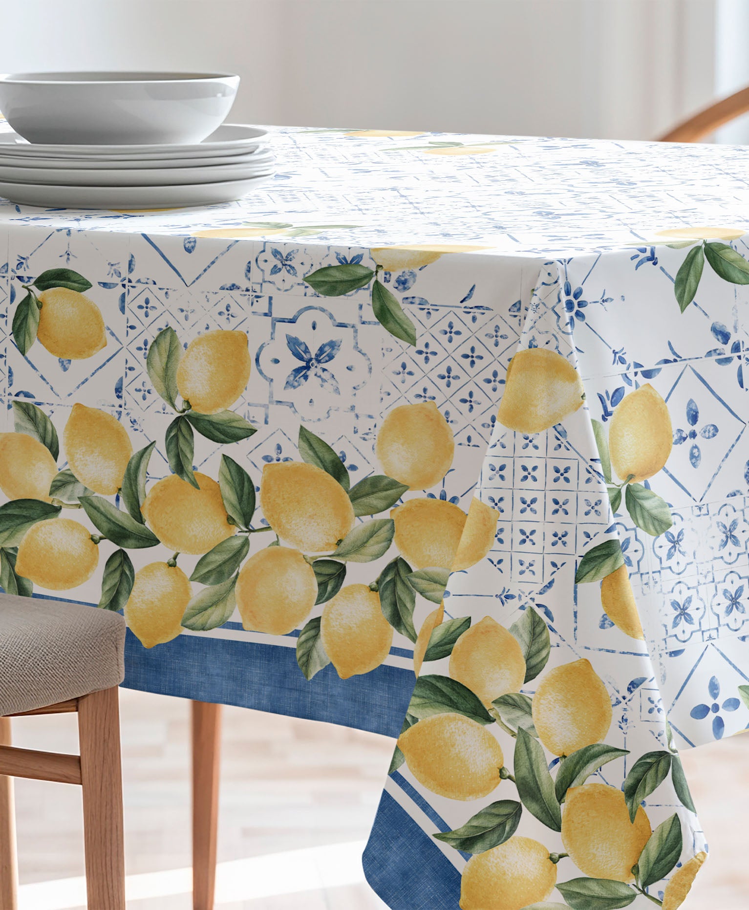 Mantel Tropical Antimanchas Doris Azul