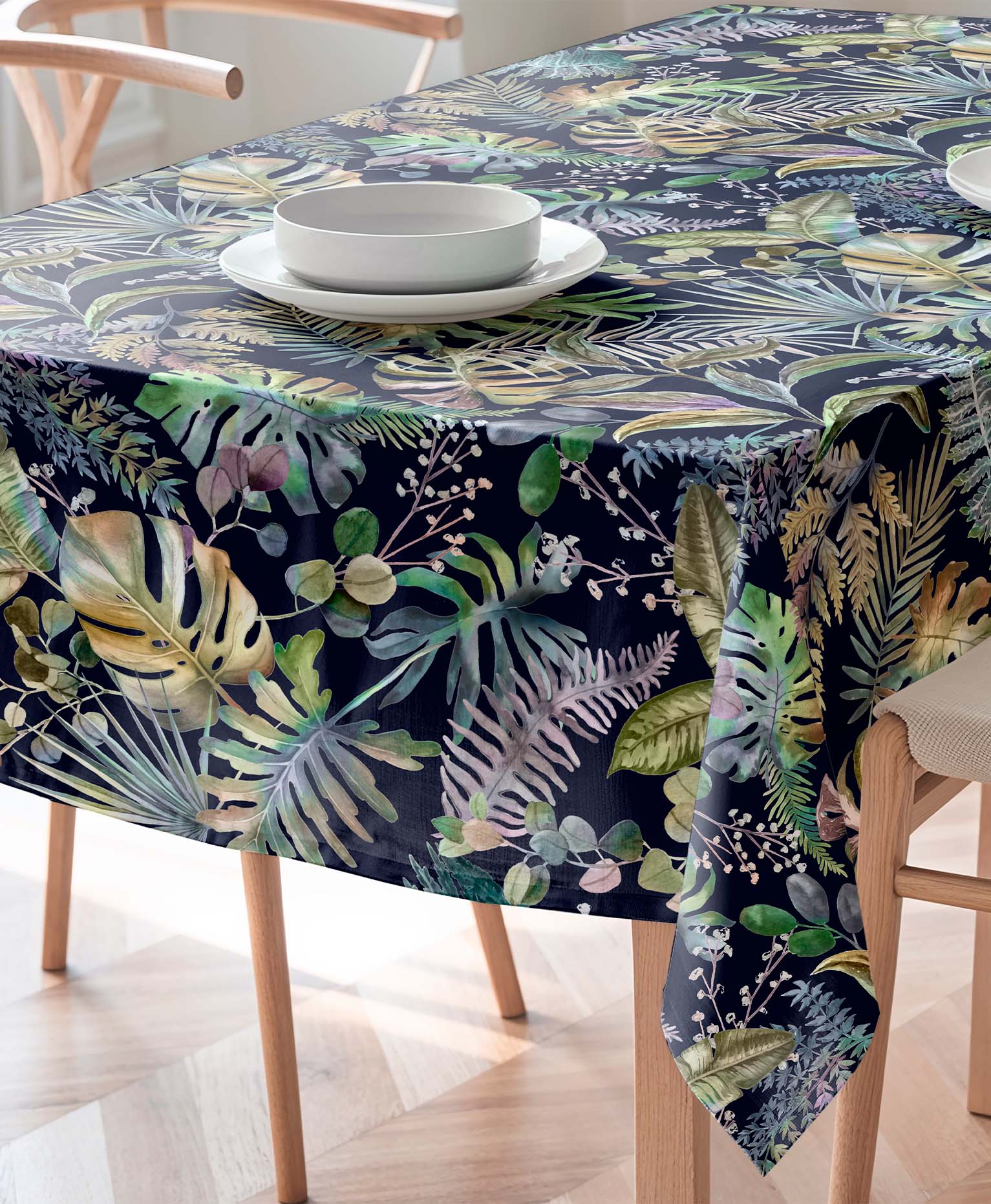Mantel Tropical Antimanchas Ela Negro