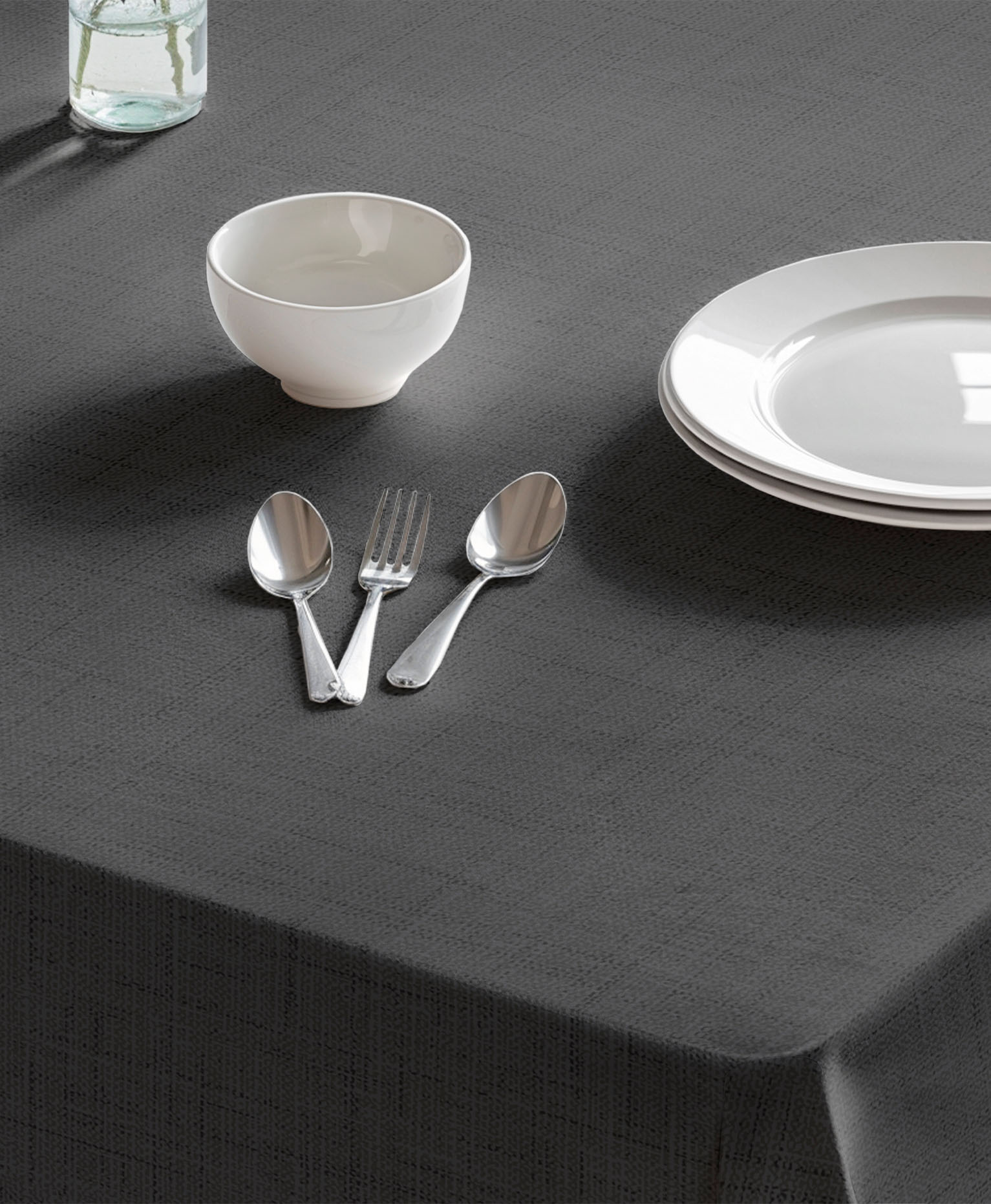 Mantel gris antiarrugas, mantel antimanchas liso