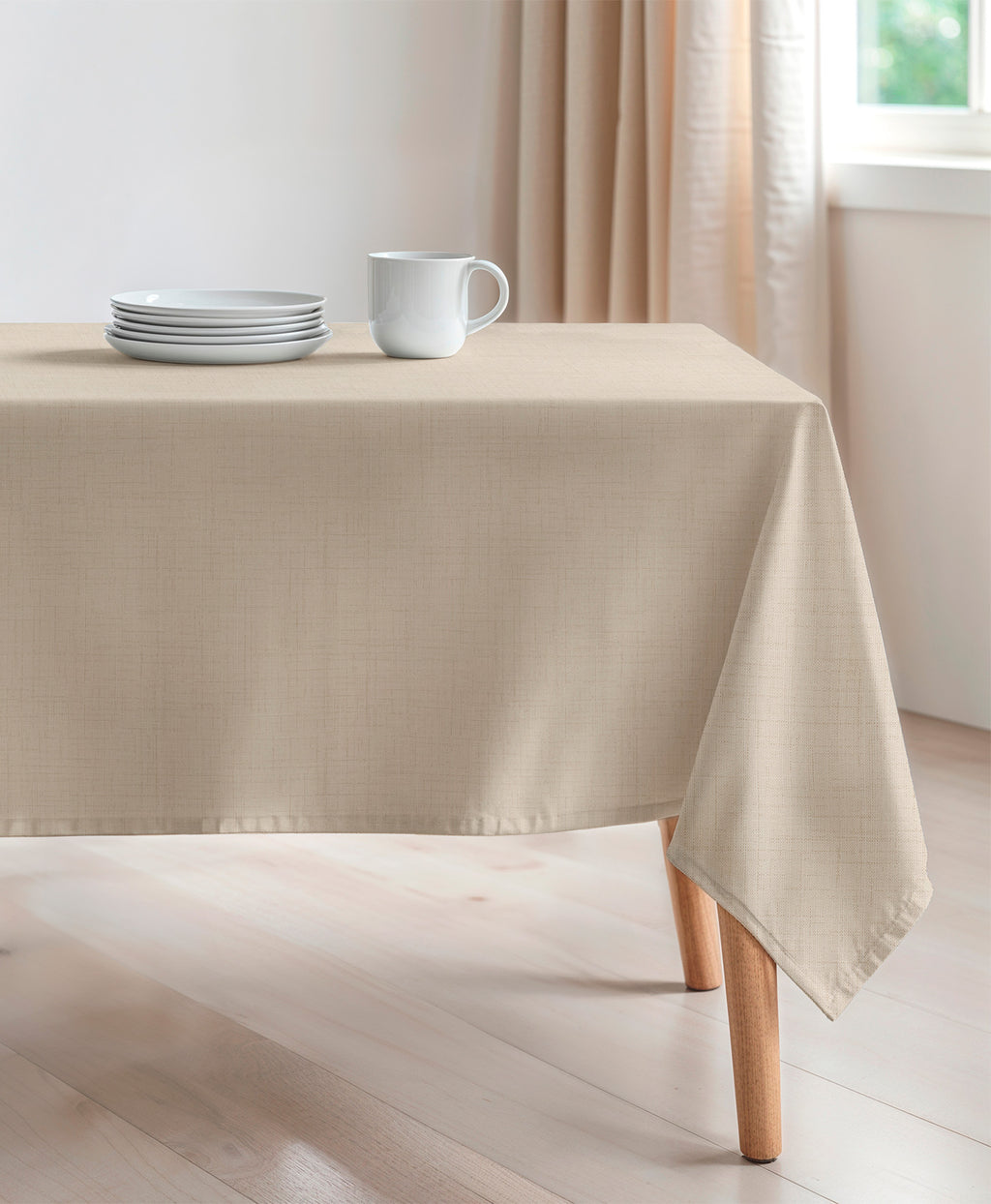 Mantel antimanchas Zen beige, mantel marrón claro