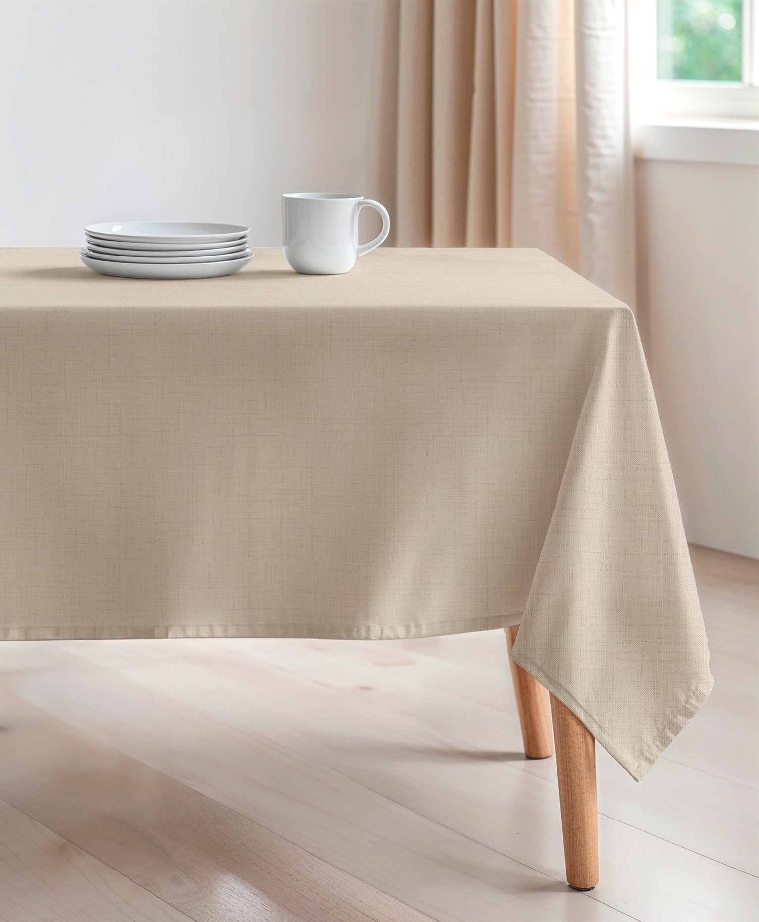 Mantel antimanchas Zen beige, mantel marrón claro