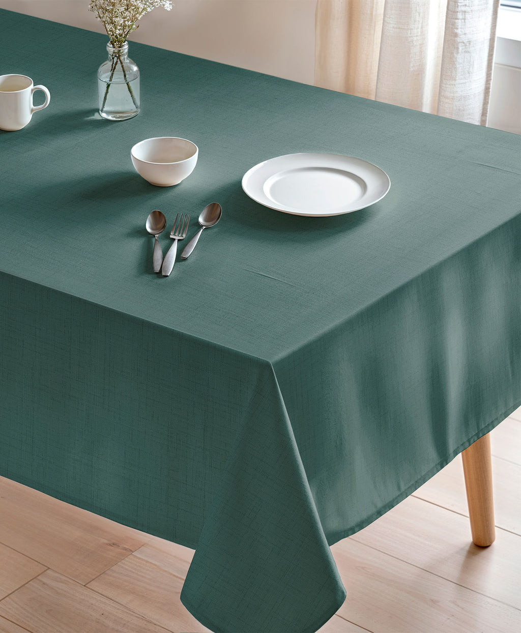 Mantel antimanchas zen jade, mantel verde antiarrugas