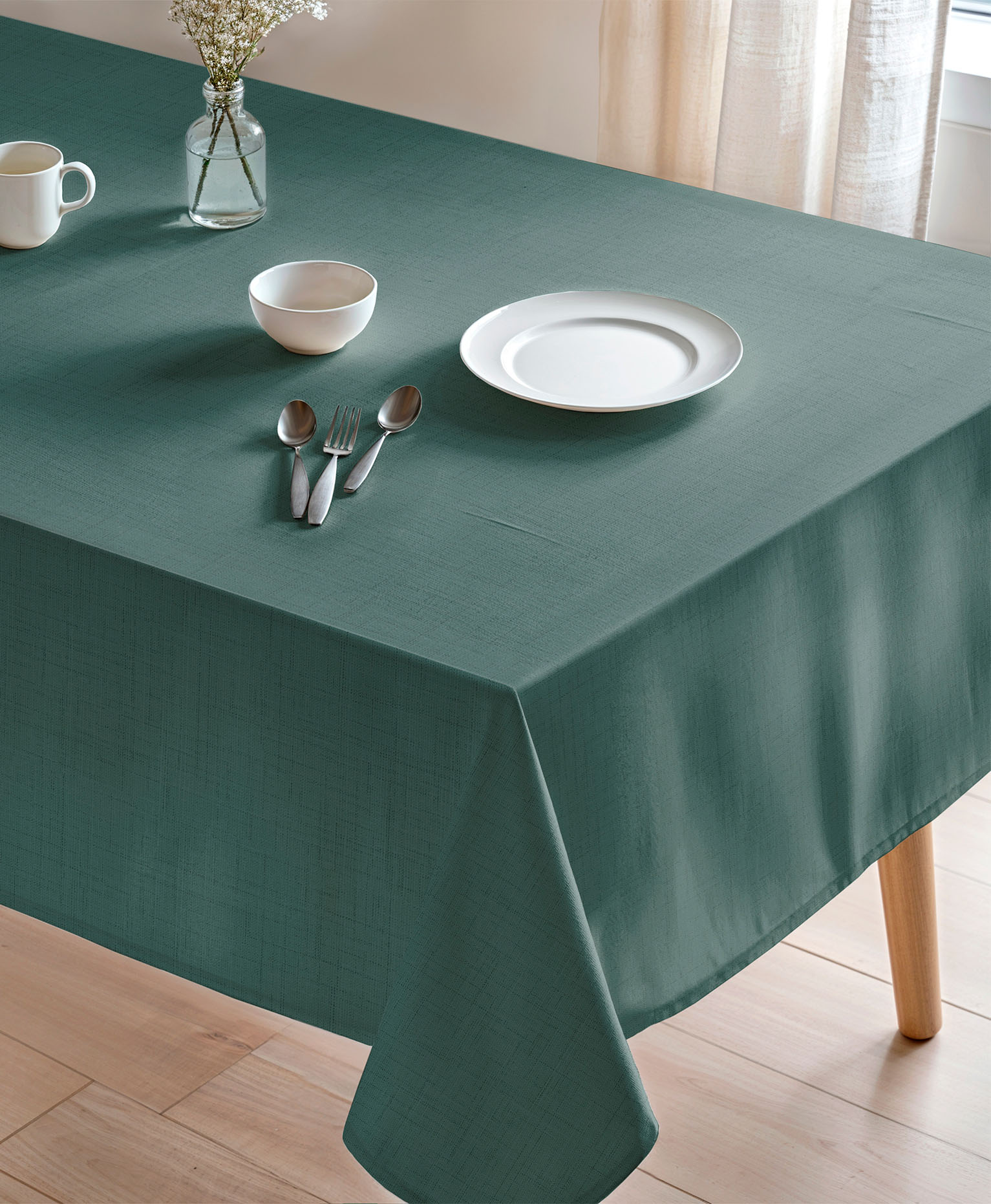 Mantel antimanchas zen jade, mantel verde antiarrugas