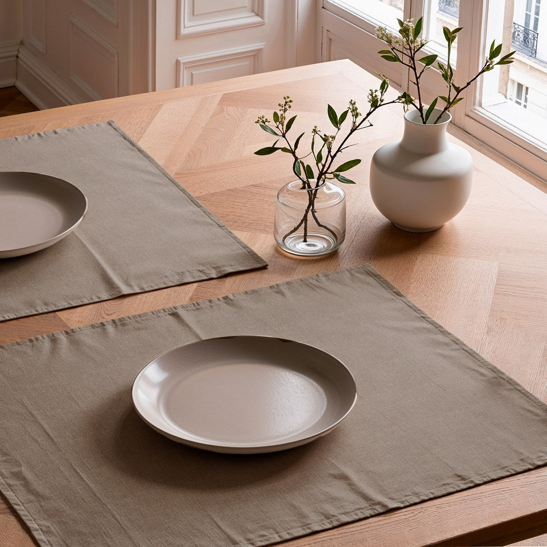 Mantel individual tacto tela Indra Taupe