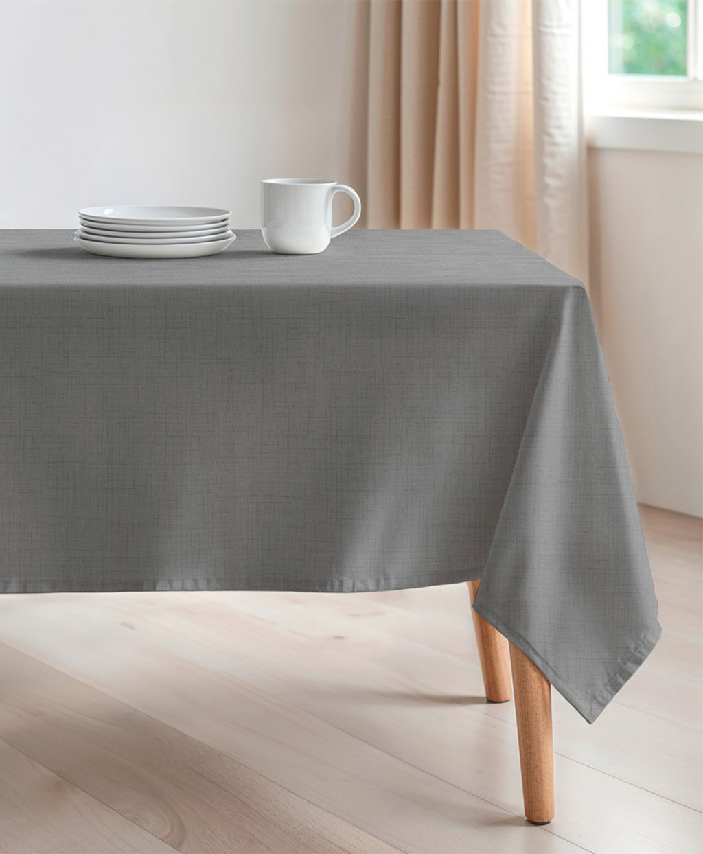 mantel liso gris, mantel antimanchas, mantel gris oscuro