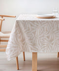mantel de hojas beige, mantel atimanchas, mantel nórdico