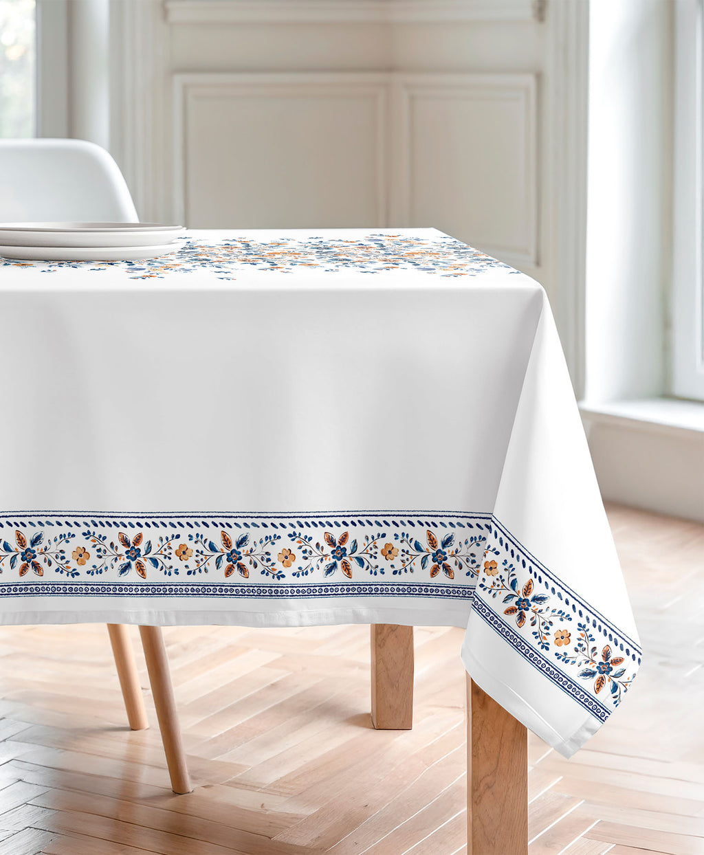 Mantel antimanchas Iona Azul. mantel estampado