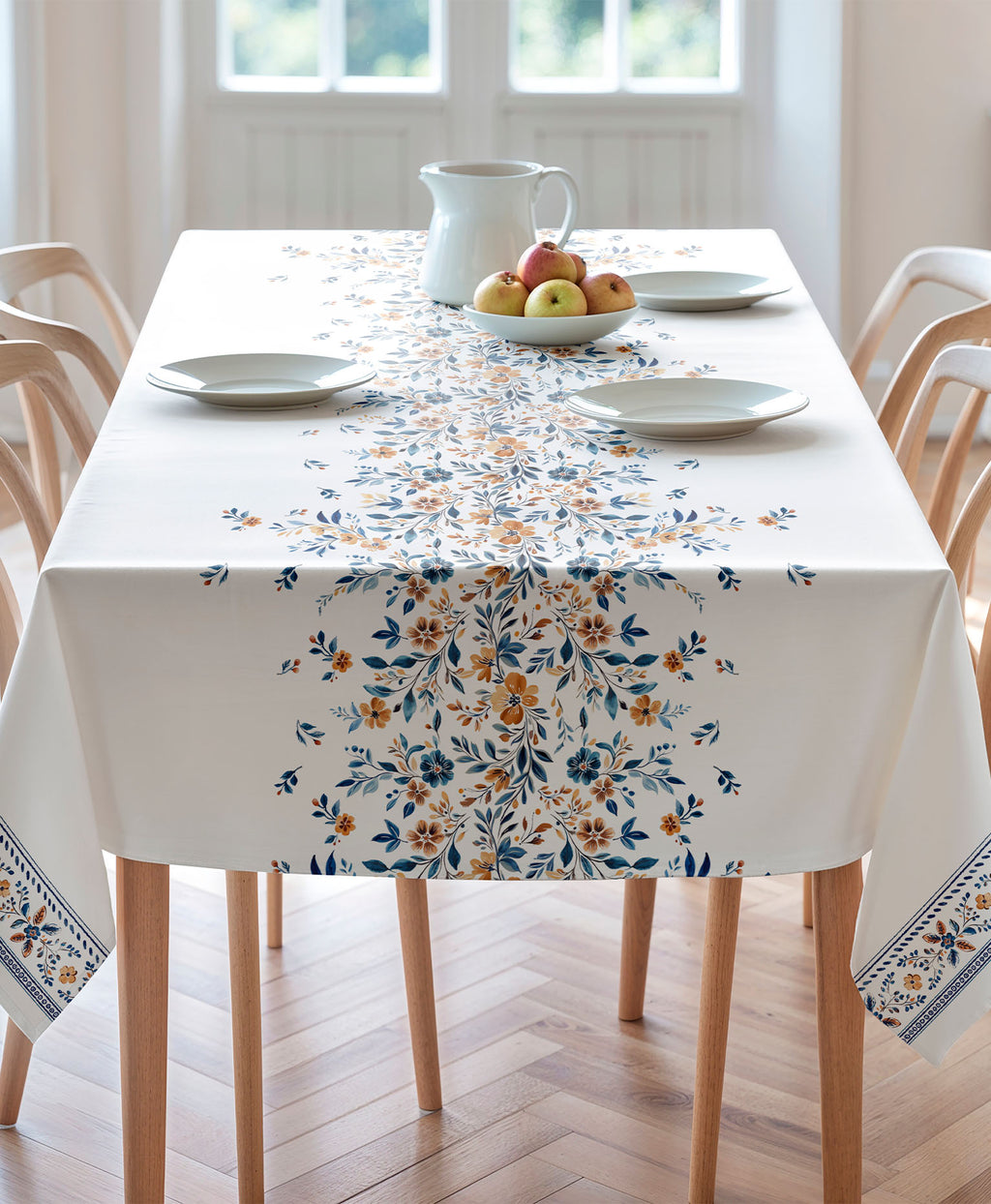 Mantel antimanchas Iona Azul. mantel estampado