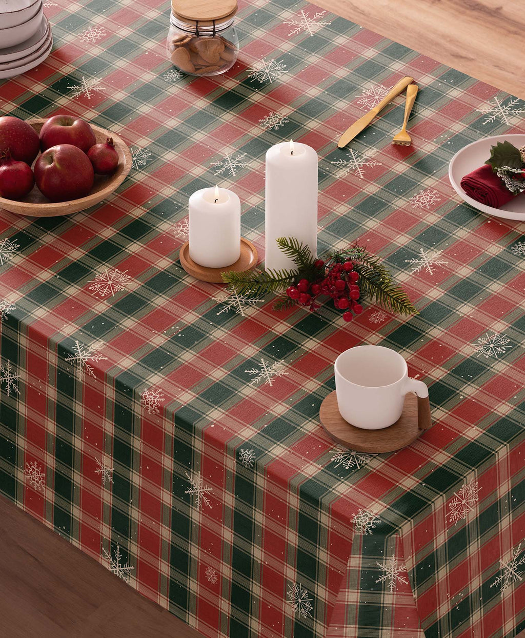 Mantel navidad antimanchas Buddy Rojo-Verde