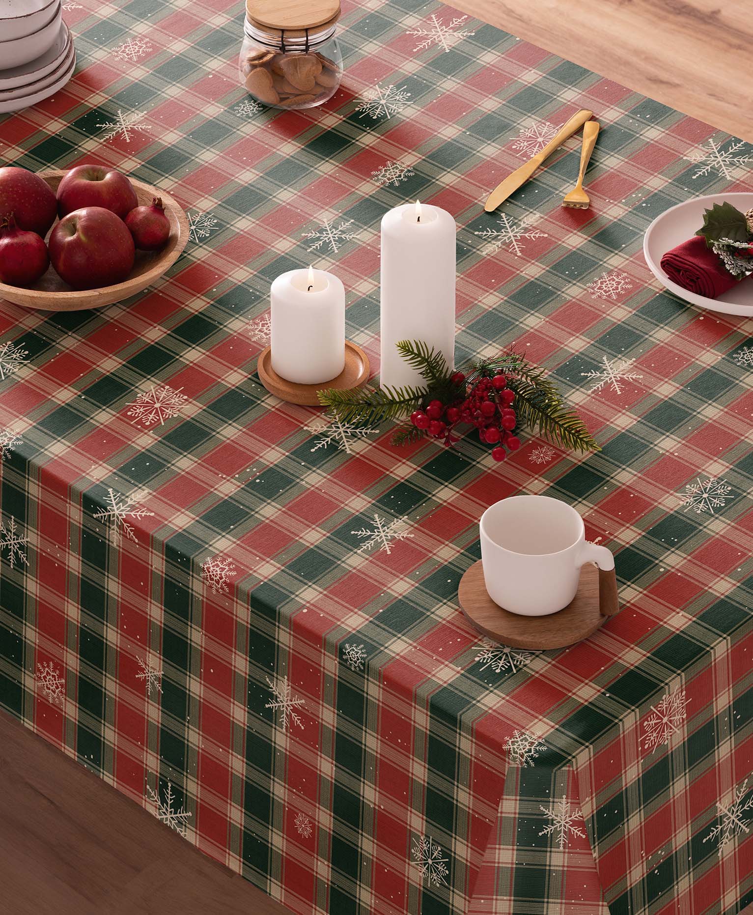 Mantel navidad antimanchas Buddy Rojo-Verde