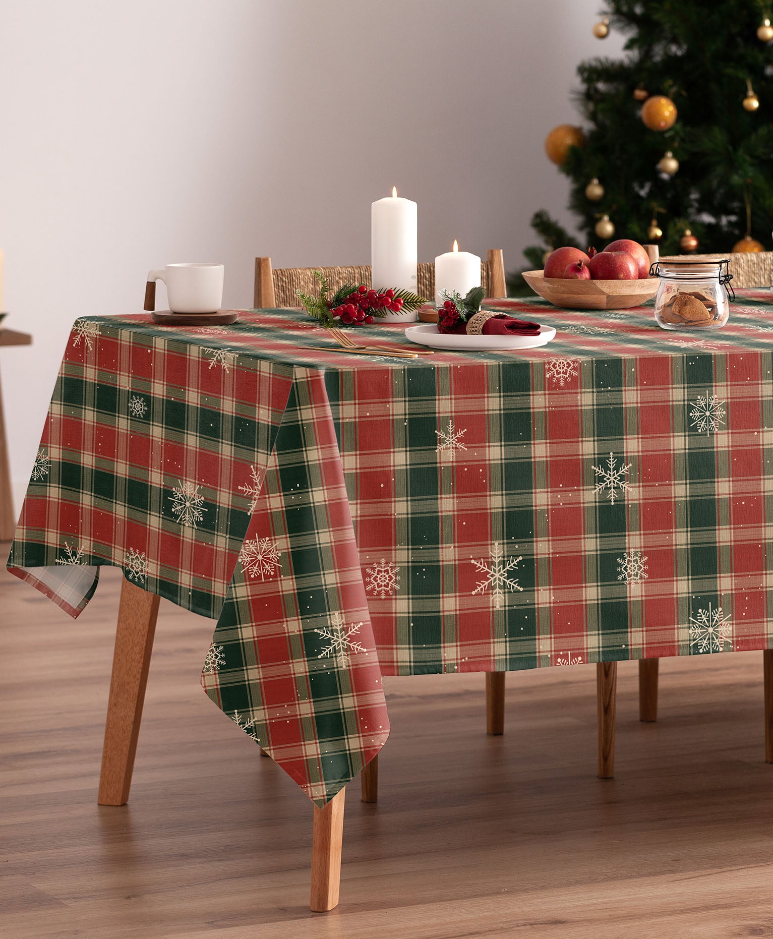 Mantel navidad antimanchas Buddy Rojo-Verde