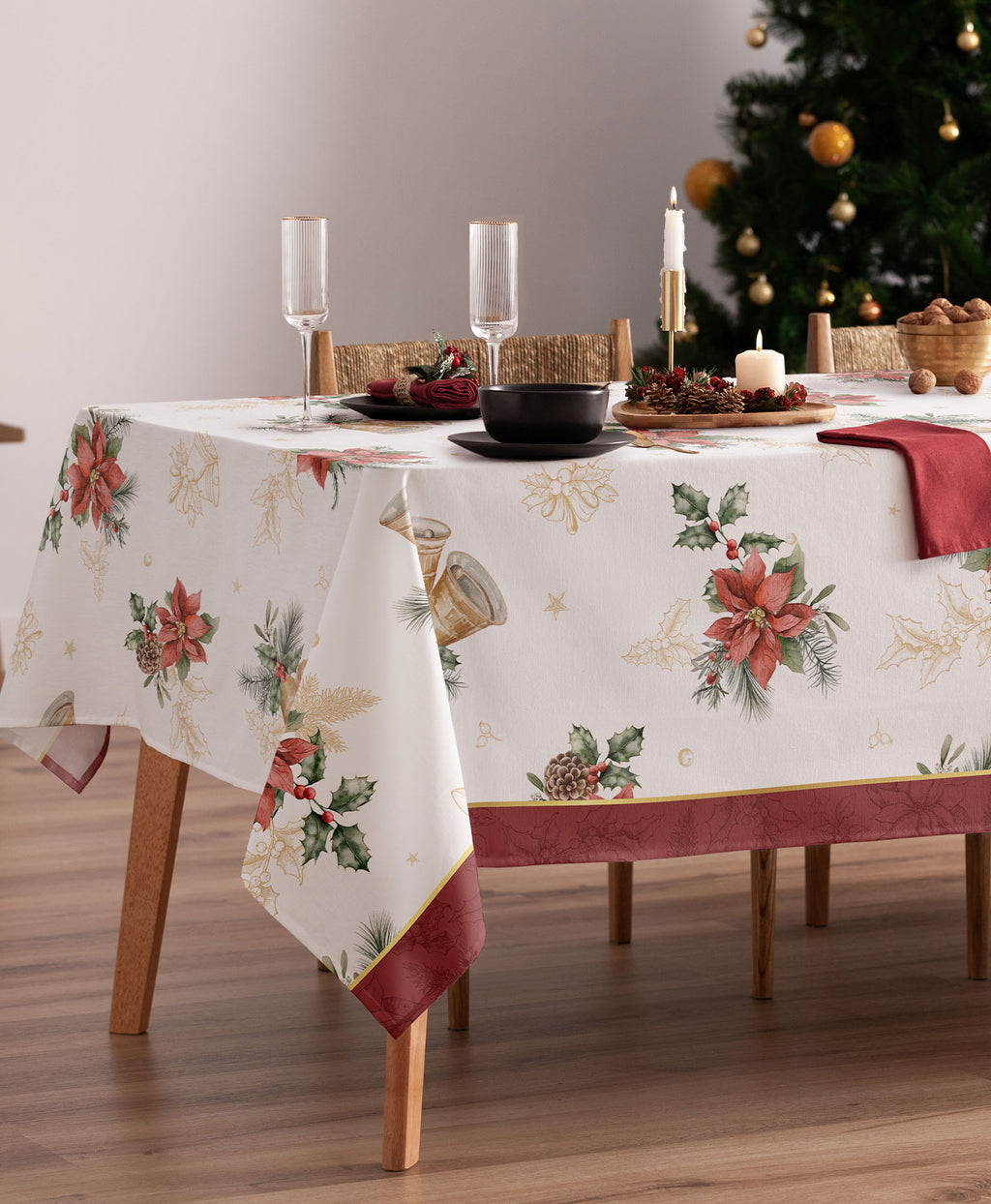 Mantel navidad Carols Granate