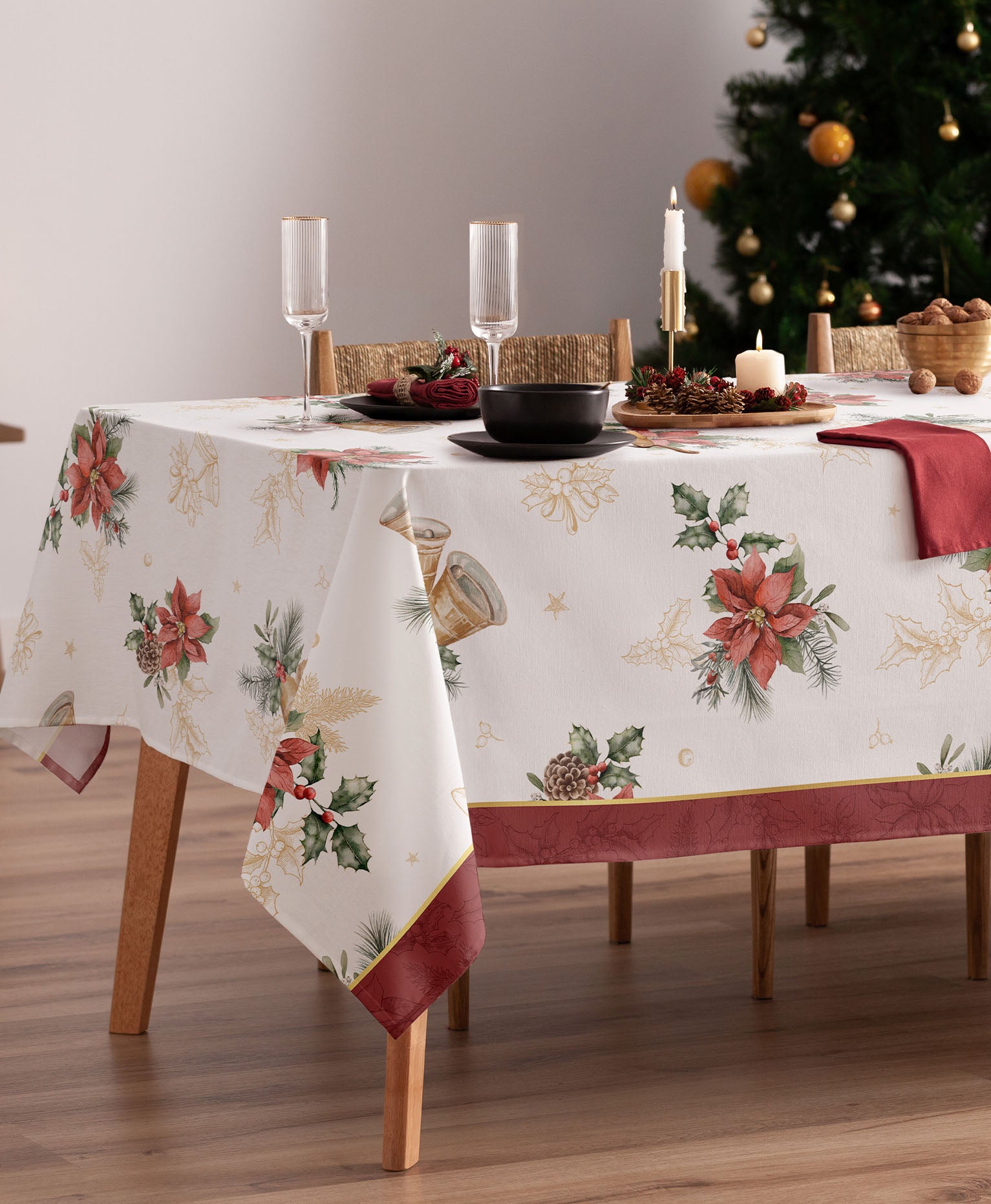 Mantel navidad Carols Granate