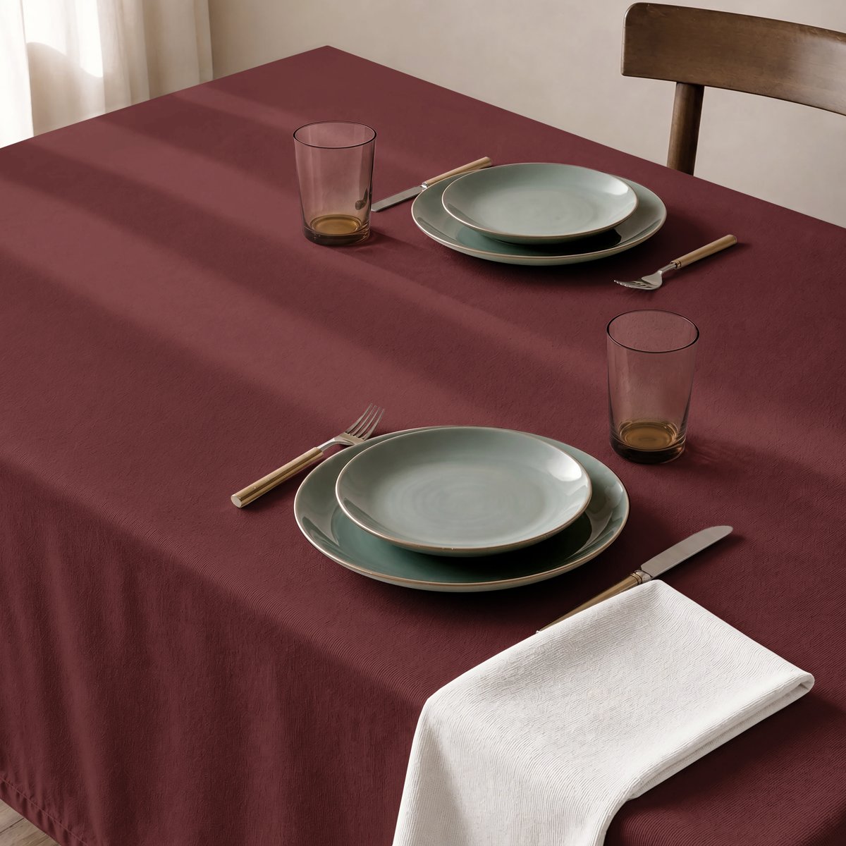 Mantel Antimanchas Trim Burdeos