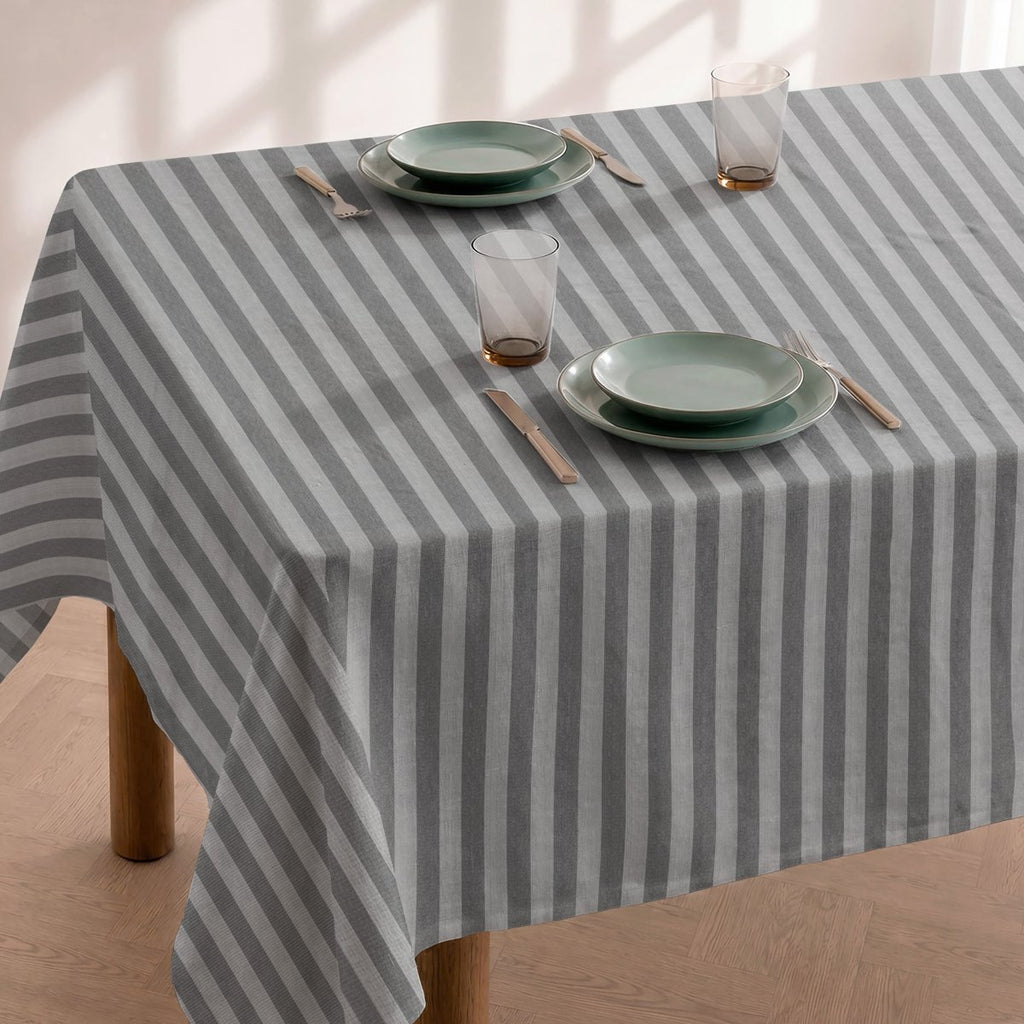 Mantel Antimanchas Rayas Gris y Perla · Horizon