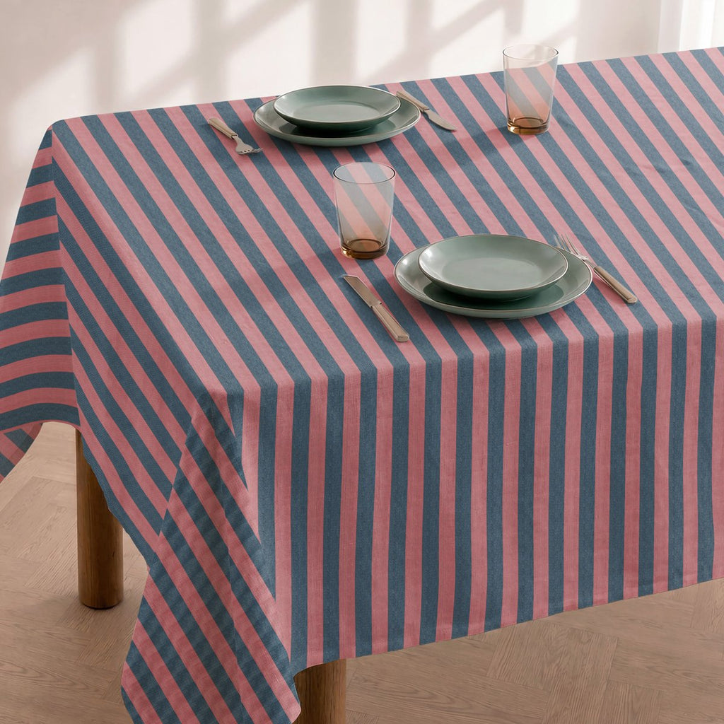 Mantel Antimanchas Rayas Azul y Rosa · Horizon