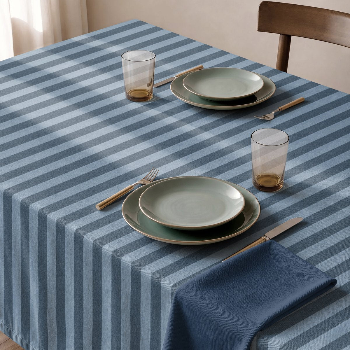 Mantel Antimanchas Rayas Azul Marino · Horizon