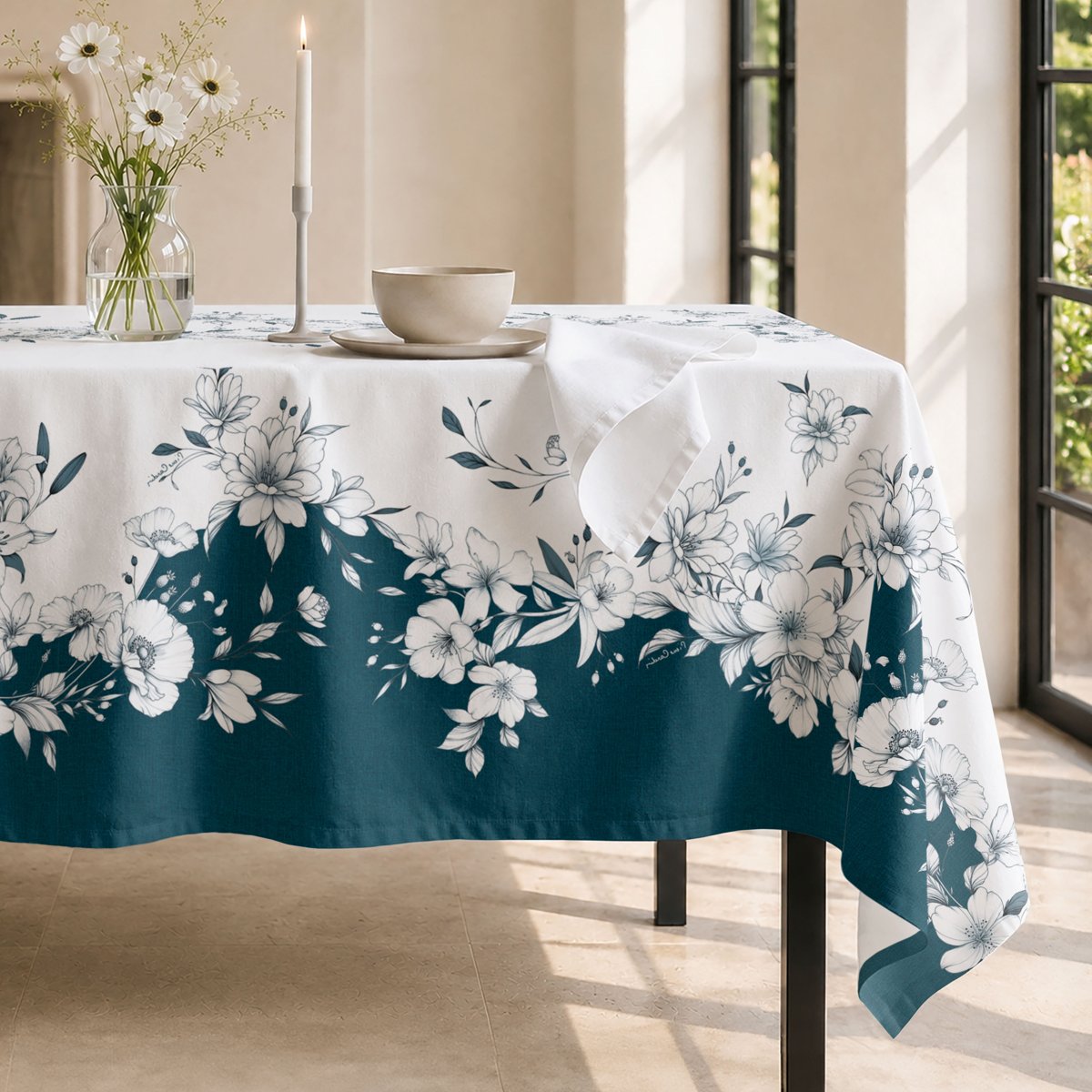 Mantel Antimanchas Mimosa Azul · Pierre Cardin